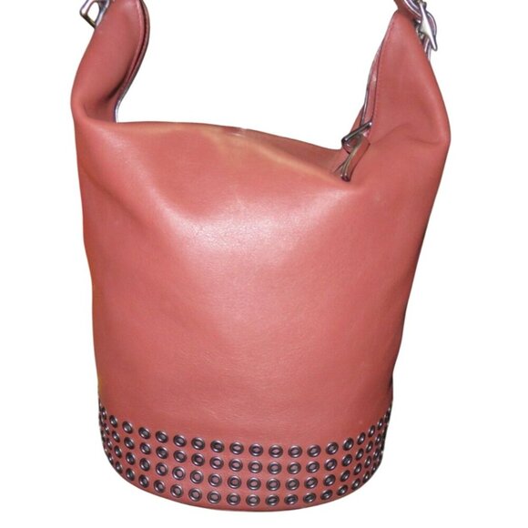 Coach 2014 Bleecker Maroon Leather Grommet Embellished Crossbody Bucket Bag - Picture 2 of 11